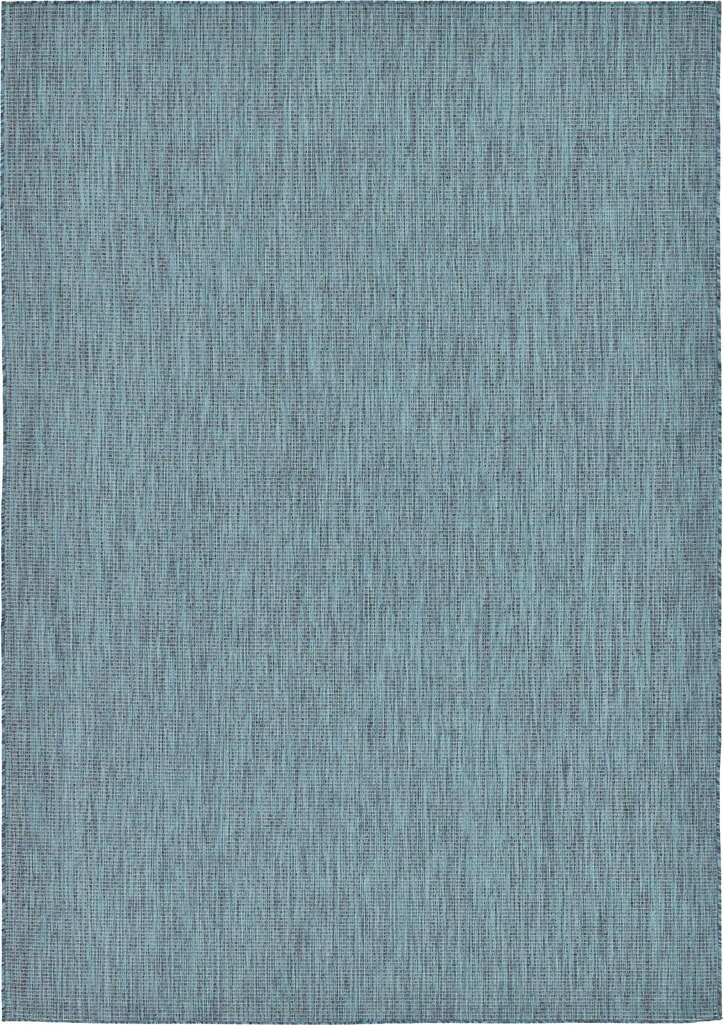 Unique Loom Collection Casual Transitional Solid Heathered Indoor/Outdoor Flatweave Area Rug (7' 1' X 10' Rectangle, Teal/Navy