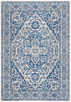 Safavieh Brentwood Collection 4' X 6' Navy / Light Grey Bnt832M Medallion Distressed Non-Shedding Living Room Bedroom Accent Rug