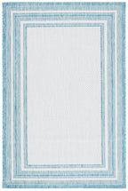 Safavieh Courtyard Collection 6'7' X 9'6' Ivory / Aqua Cy8475 Indoor-Outdoor Waterproof Easy-Cleaning Patio Backyard Mudroom A
