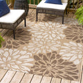 Jonathan Y Smb110I-5 Zinnia Modern Floral Textured Weave Indoor Outdoor Area-Rug, Bohemian Coastal Mediterranean Easy-Cleaning,B