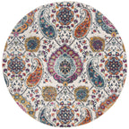 Safavieh Madison Collection Area Rug - 6'7'' Round, Cream & Multi, Boho Chic Glam Paisley Design, Non-Shedding & Easy Care, Idea