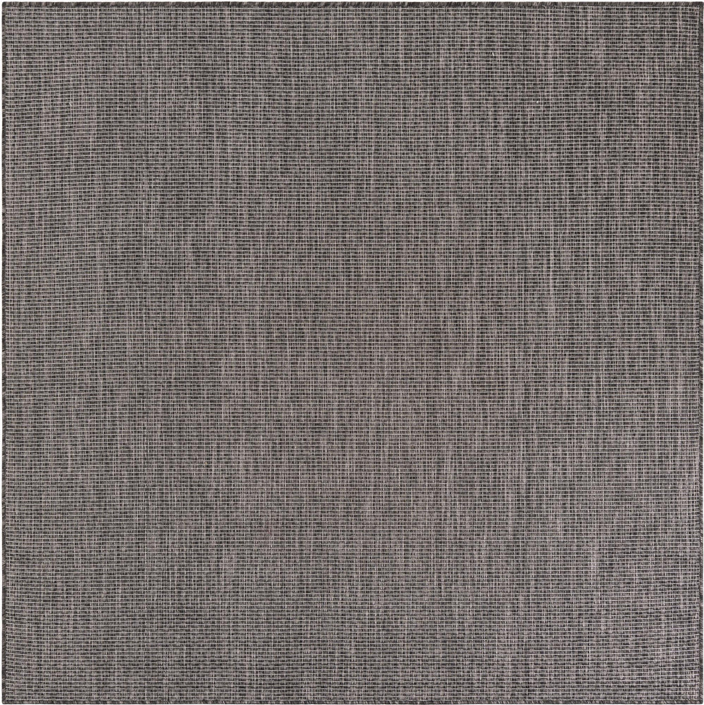 Unique Loom Outdoor Solid Collection Area Rug (6' 1'' Square Black/Ivory)