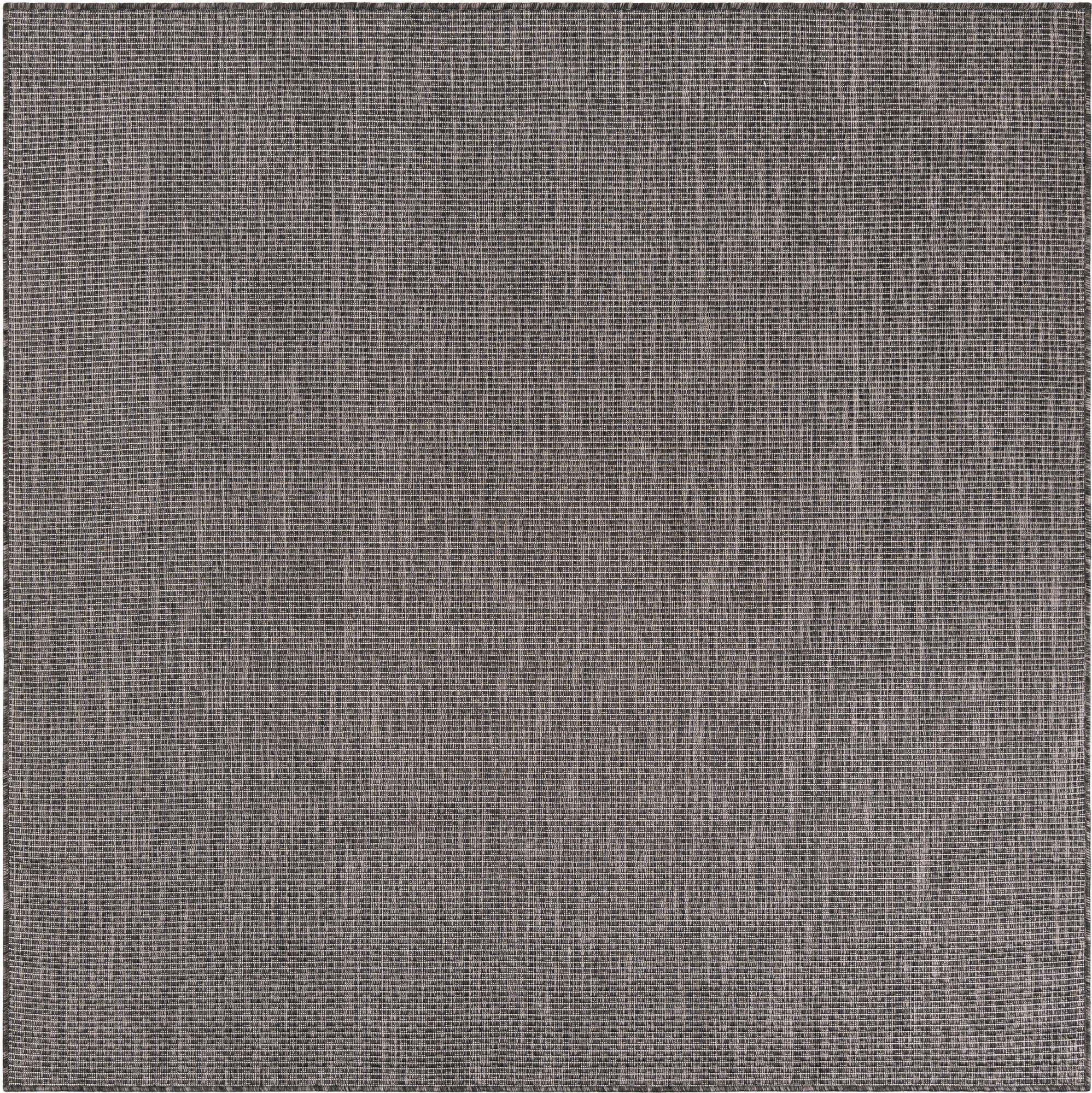 Unique Loom Outdoor Solid Collection Area Rug (6' 1'' Square Black/Ivory)