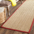 Safavieh Natural Fiber Collection Runner Rug - 26 x 6, Natural & Red, Border Herringbone Seagrass Design, Easy Care, Ideal for
