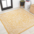 JONATHAN Y SMB104G-5SQ Malta Bohemian Medallion Textured Weave Indoor Outdoor Area Rug, Coastal,Traditional,Transitional Easy Cl