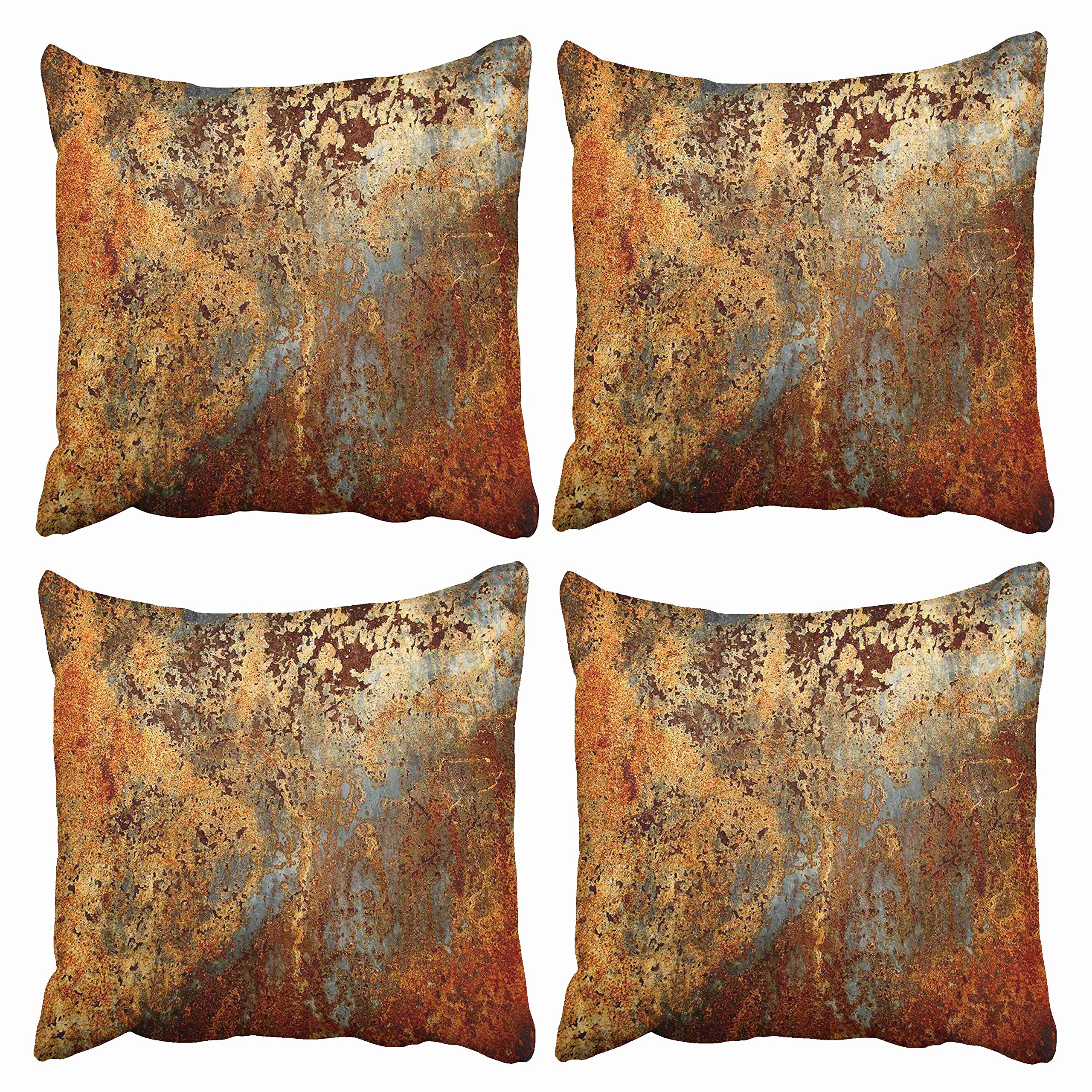 Emvency Set Of 4 Throw Pillow Covers Brown Rust Colorful Metal Rusty Steel Iron Structure Wall Door Modern Abstract Decorative S