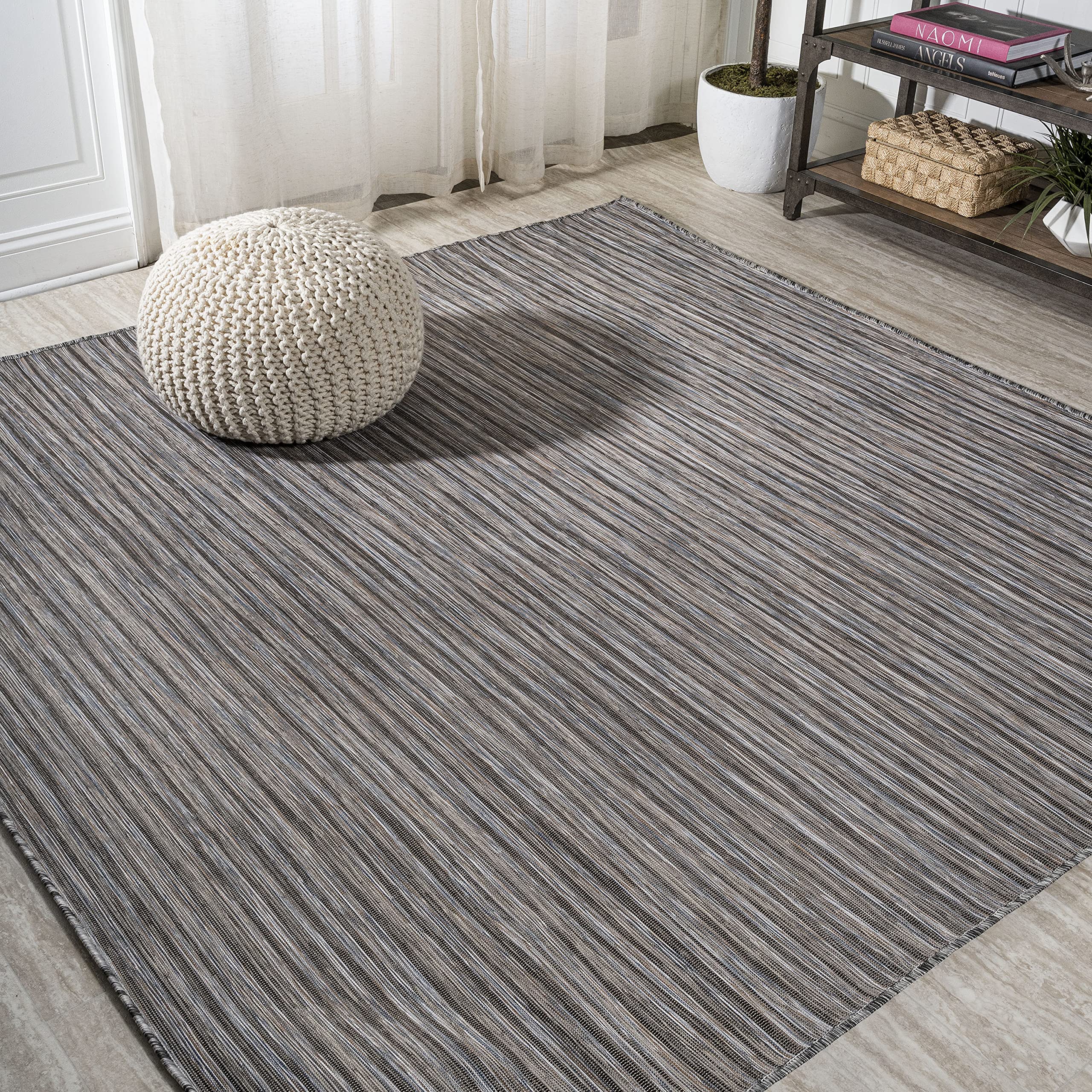 Jonathan Y Tsn102A-6Sq Finn Modern Farmhouse Pinstripe Indoor/Outdoor Area-Rug, Casual, Contemporary, Coastal Easy-Cleaning,Bedr