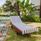 Arkwright California Chaise Lounge Cover - Pack Of 2 - Striped Soft Cotton Cabana Towel With Pocket Holder For Beach Pool Outdoor Chair, 30 X 85 In., Grey