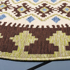 Safavieh Veranda Collection 6'7' Round Chocolate/Green Ver099 Boho Floral Indoor/Outdoor Non-Shedding Easy Cleaning Patio Backyard Porch Deck Mudroom Area Rug