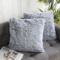 Uhomy 2 Packs Home Decorative Fluffy Pillow Covers 20''X20'', Full Winter Luxury Series Fluffy Soft Faux Fur Throw Pillow Covers