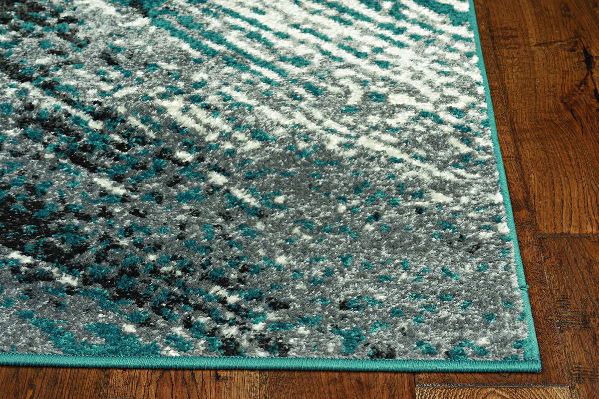 HomeRoots Decor 94' X 130' X 0.'5' Grey/Blue Polypropelene Rug