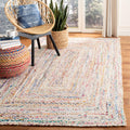 SAFAVIEH Braided Collection 6 Square Ivory/Multi BRD210B Handmade Boho Reversible Cotton Area Rug