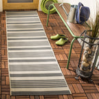 Safavieh Courtyard Collection 2'3' X 18' Grey/Bone Cy6062 Stripe Indoor/ Outdoor Patio Backyard Mudroom Runner Rug