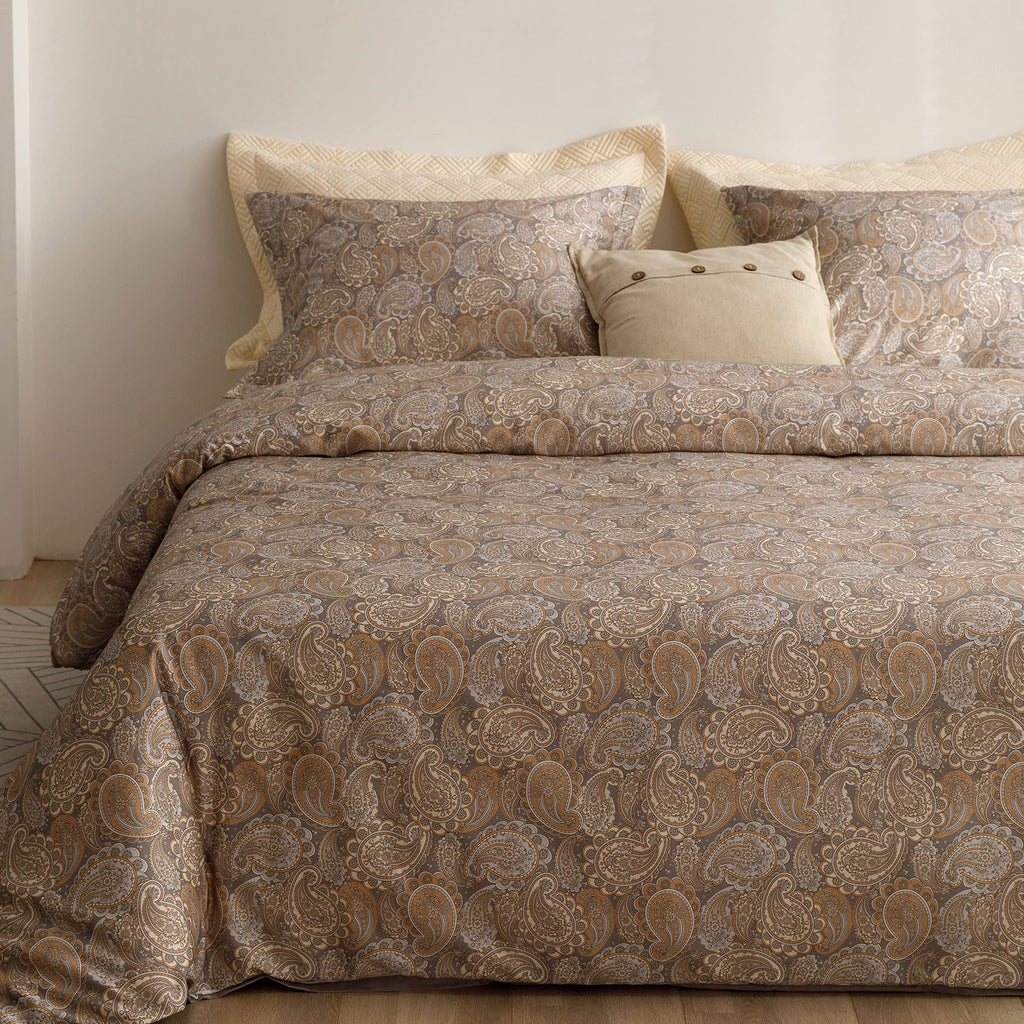 Heimenaogo Egyptian Cotton Duvet Cover Set - Luxurious California King Size With Silky Soft Sateen Weave, Boho Style, Zipper Clo