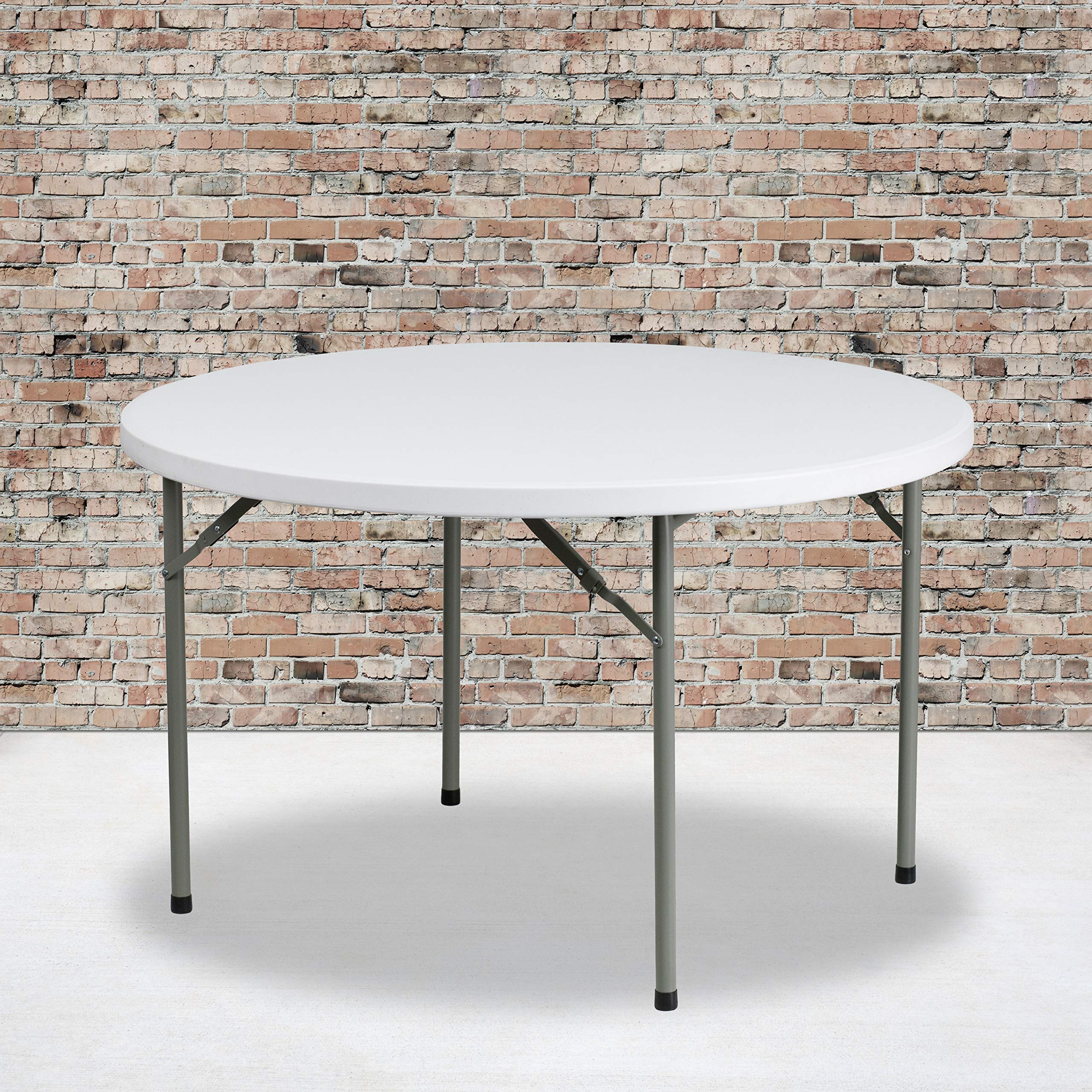 Flash Furniture Elon 4' Round All-Occasion Plastic Folding Event Table, Foldable Portable Banquet Table for Indoor/Outdoor Events, White