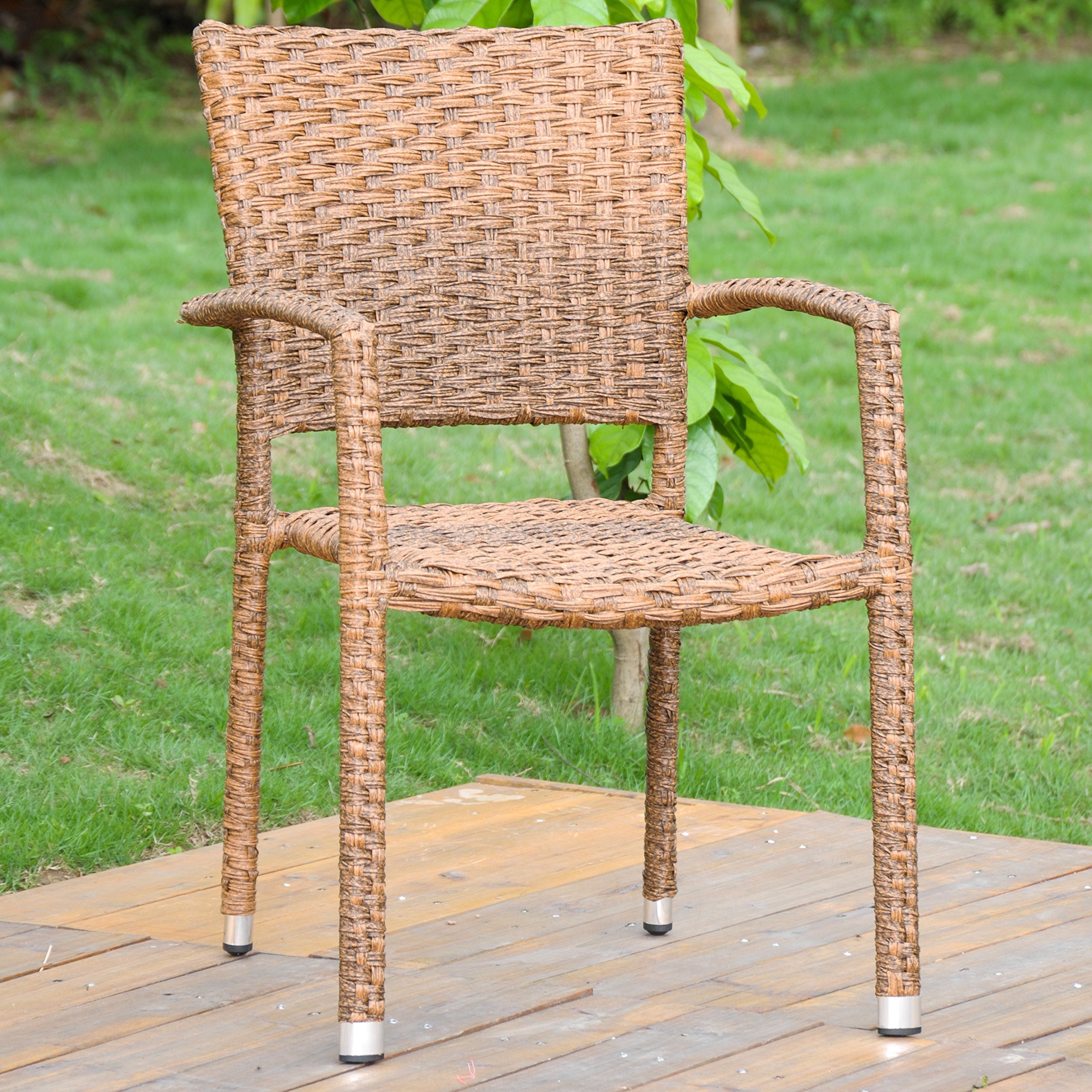 International Caravan Ibiza Resin Pandan Aluminum Square Back Dining Chair (Set Of 6) Espresso