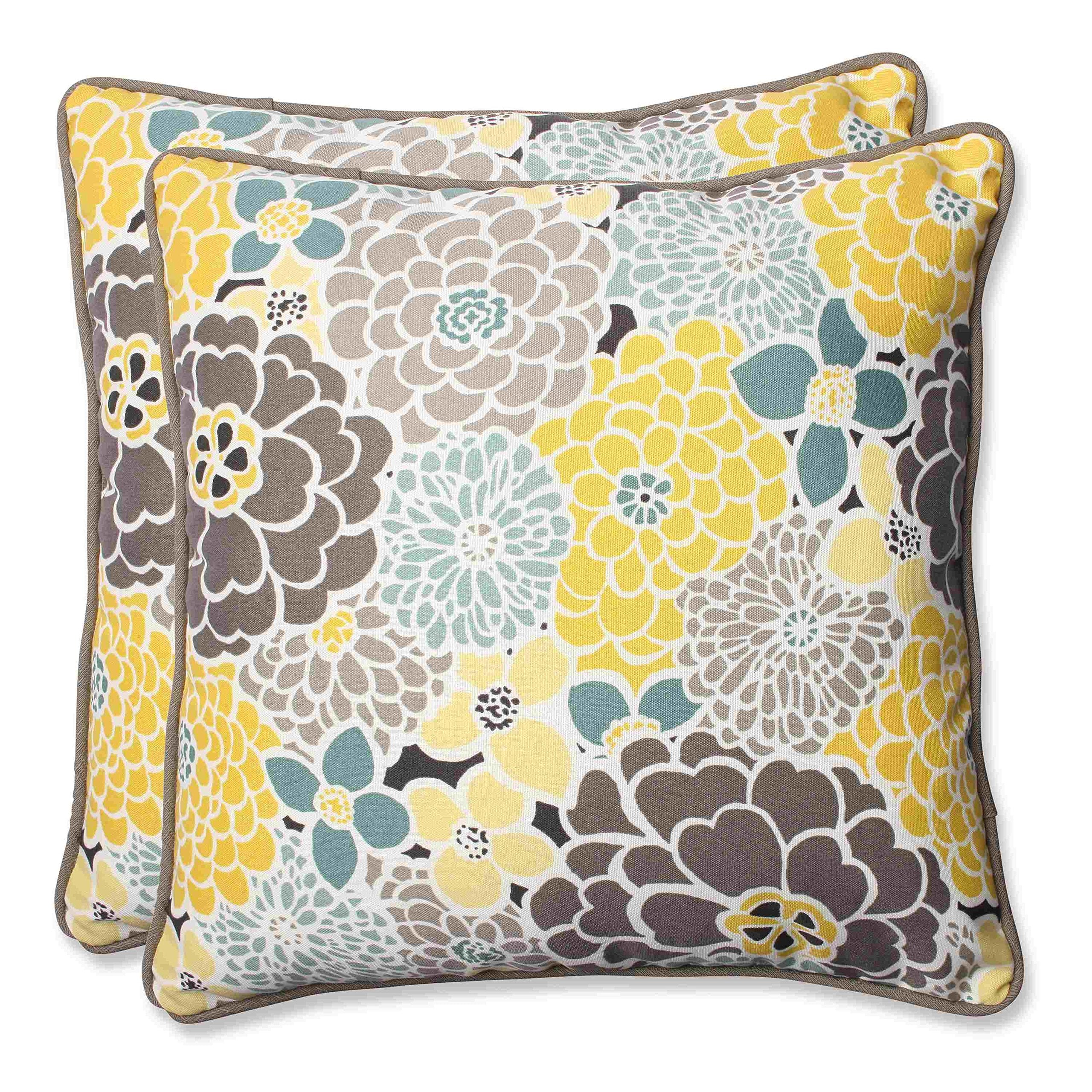 Pillow Perfect Bright Floral Indoor/Outdoor Accent Throw Pillow, Plush Fill, Weather, And Fade Resistant, Large Throw - 18.5' X