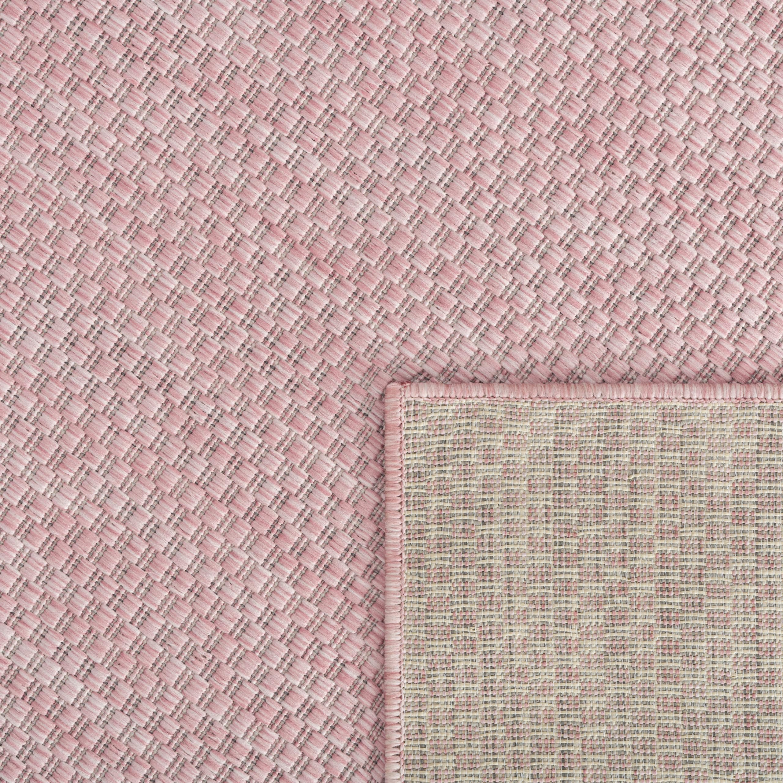 Solid Outdoor Rug For Patio Or Balcony Waterproof In Mottled Pink, Size: 6'7' X 9'2'