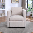 Comfort Pointe Sheldon Beige Linen Fabric Swivel Barrel Chair