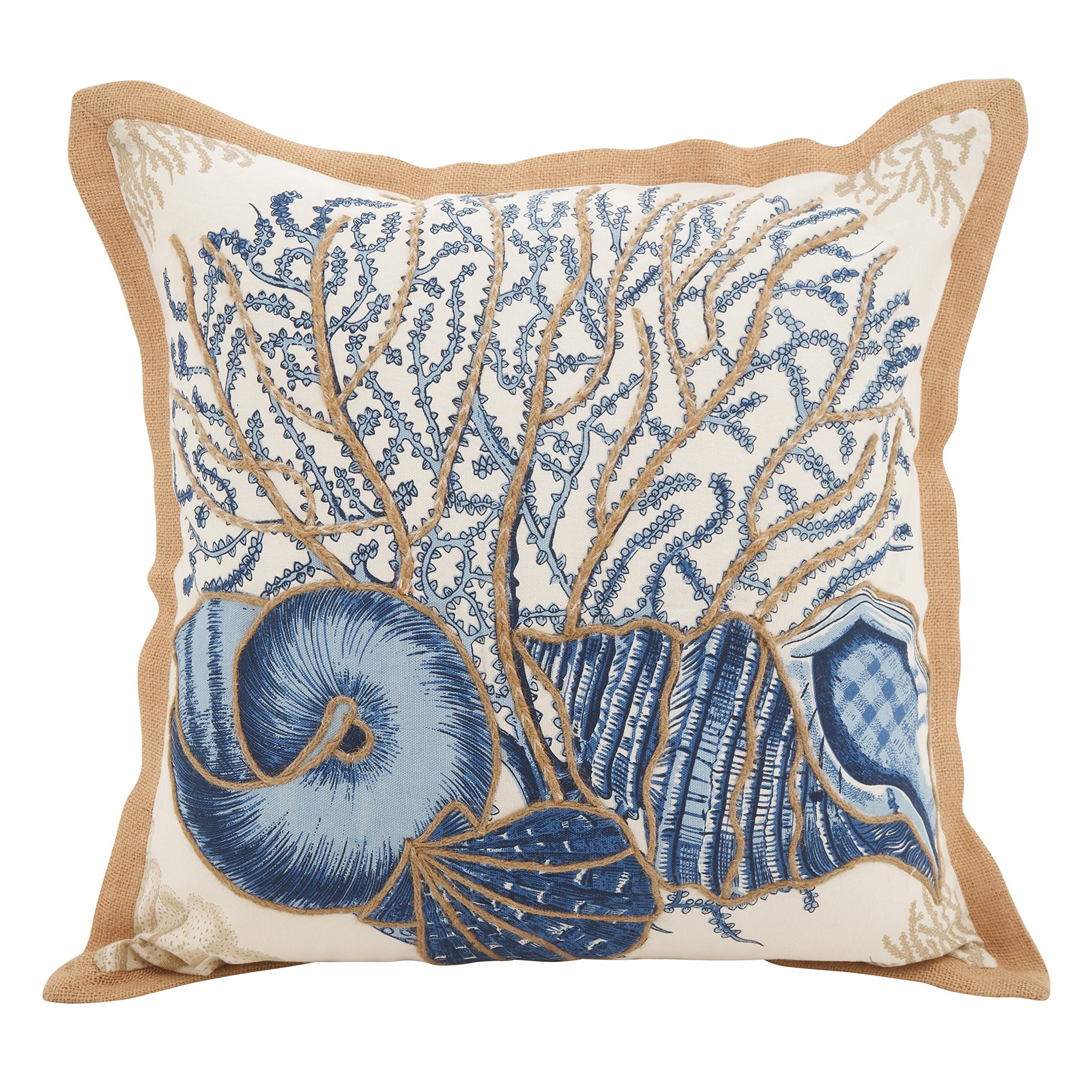 Saro Lifestyle Neptunian Collection Cotton Throw Pillow, 20', Seashells