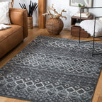 SAFAVIEH Amsterdam Collection Area Rug - 5'1'' x 7'6'', Dark Grey & Light Grey, Moroccan Boho Design, Non-Shedding & Easy Care, 