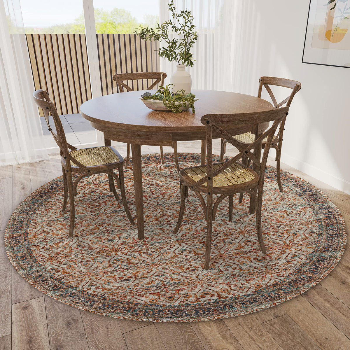 Dalyn Rugs Jericho Jc10 Linen 4' X 4' Rectangle Soft Round Rug, Easy Clean, Non Shedding, Bedroom, Entry, Living Room, Dining Room, Kitchen Rug