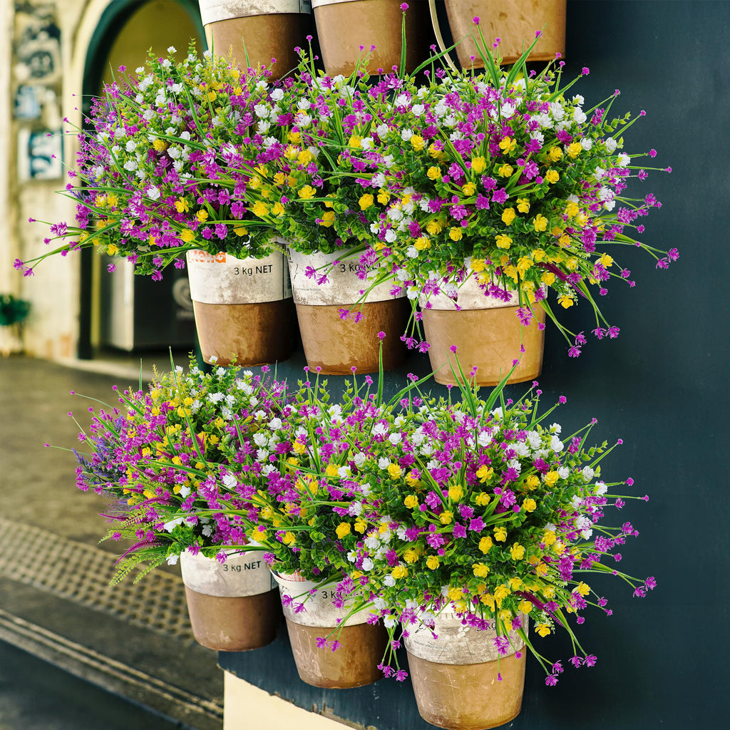 Tstweto 20 Pcs Artificial Flowers For Outdoors, Artificial Plants Outdoor Fake Flowers Uv Resistant, Outdoor Fake Plants Plastic