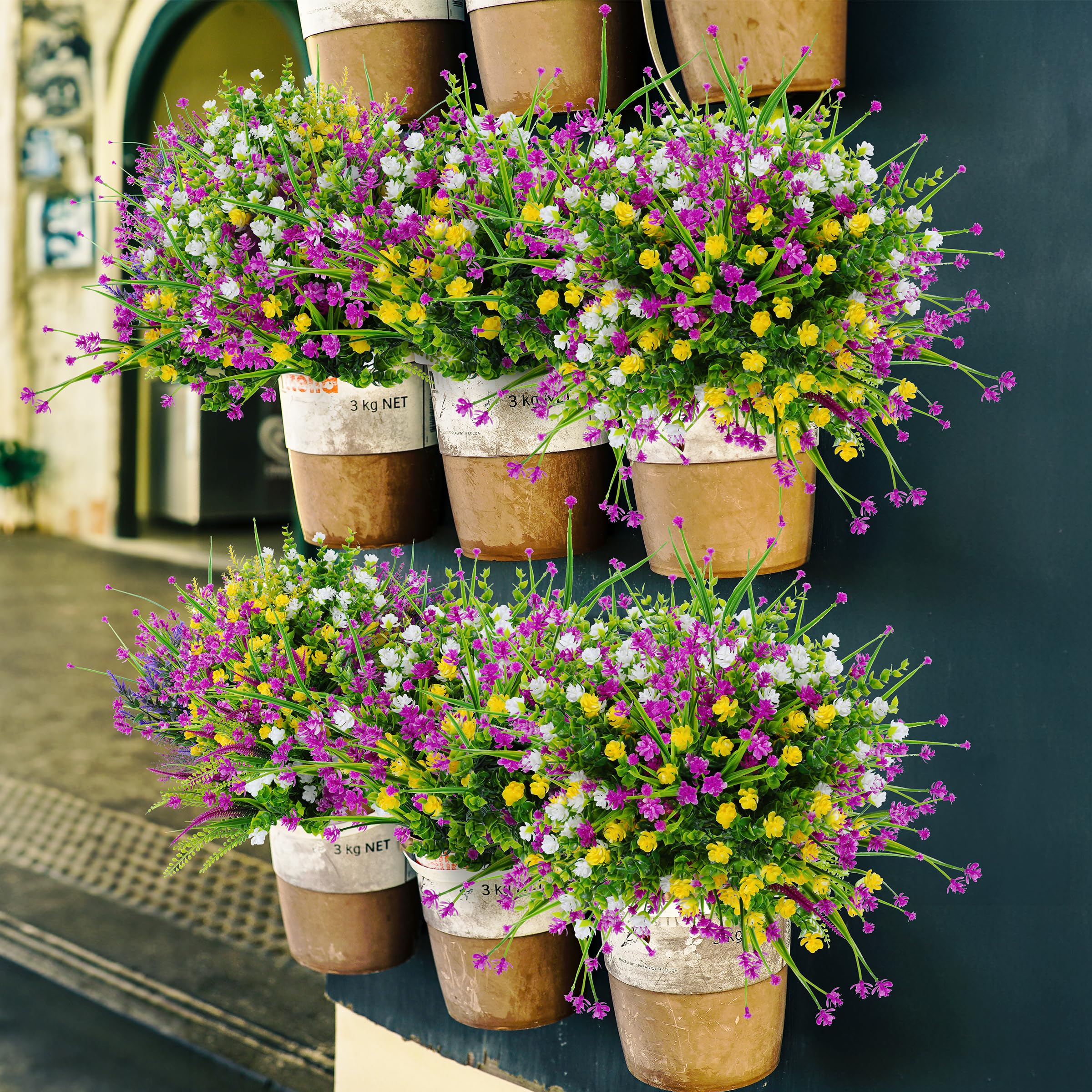 Tstweto 20 Pcs Artificial Flowers For Outdoors, Artificial Plants Outdoor Fake Flowers Uv Resistant, Outdoor Fake Plants Plastic