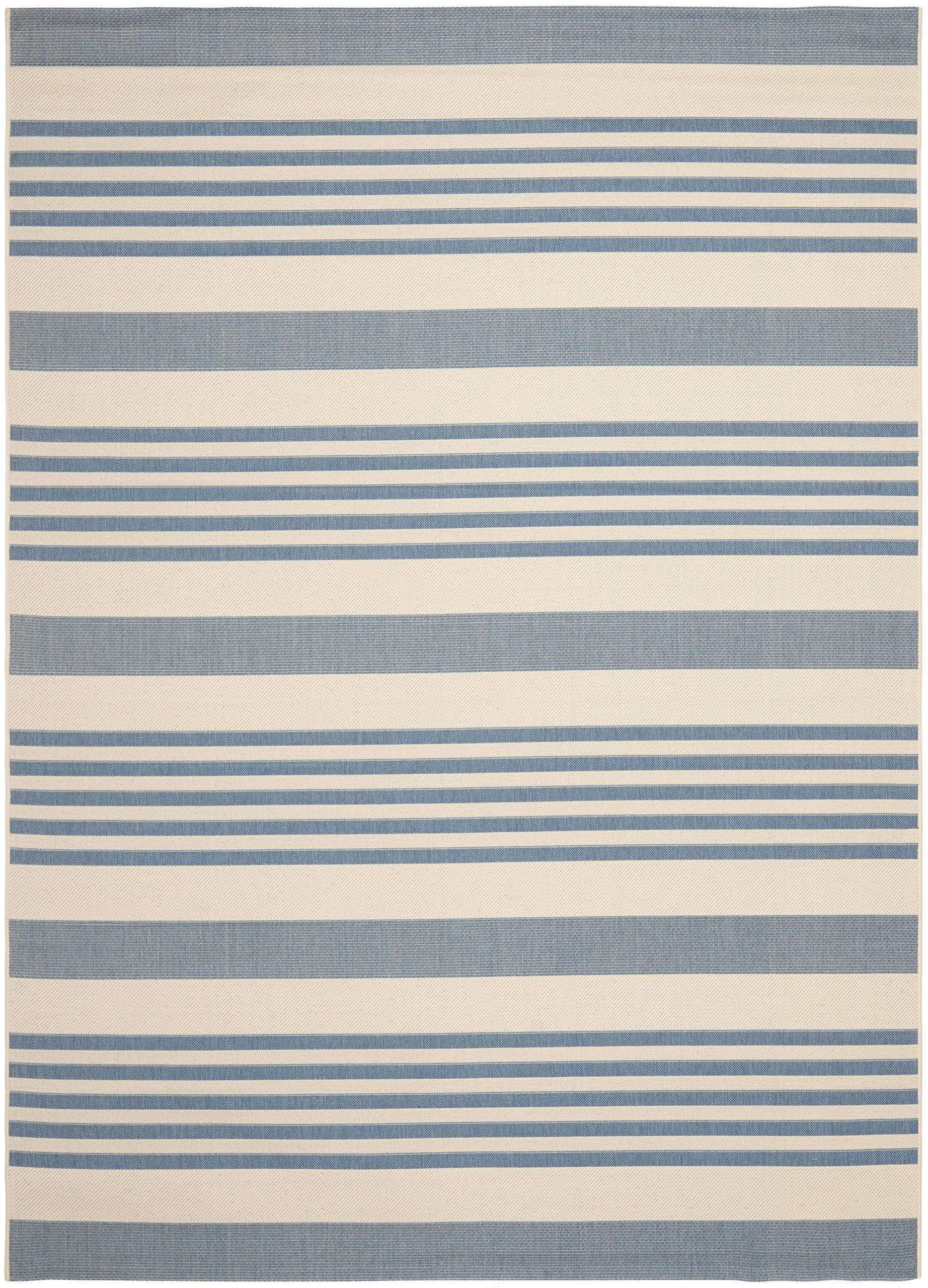 SAFAVIEH Courtyard Collection Area Rug - 8' x 11', Beige & Blue, Non-Shedding & Easy Care, Indoor/Outdoor & Washable-Ideal for P