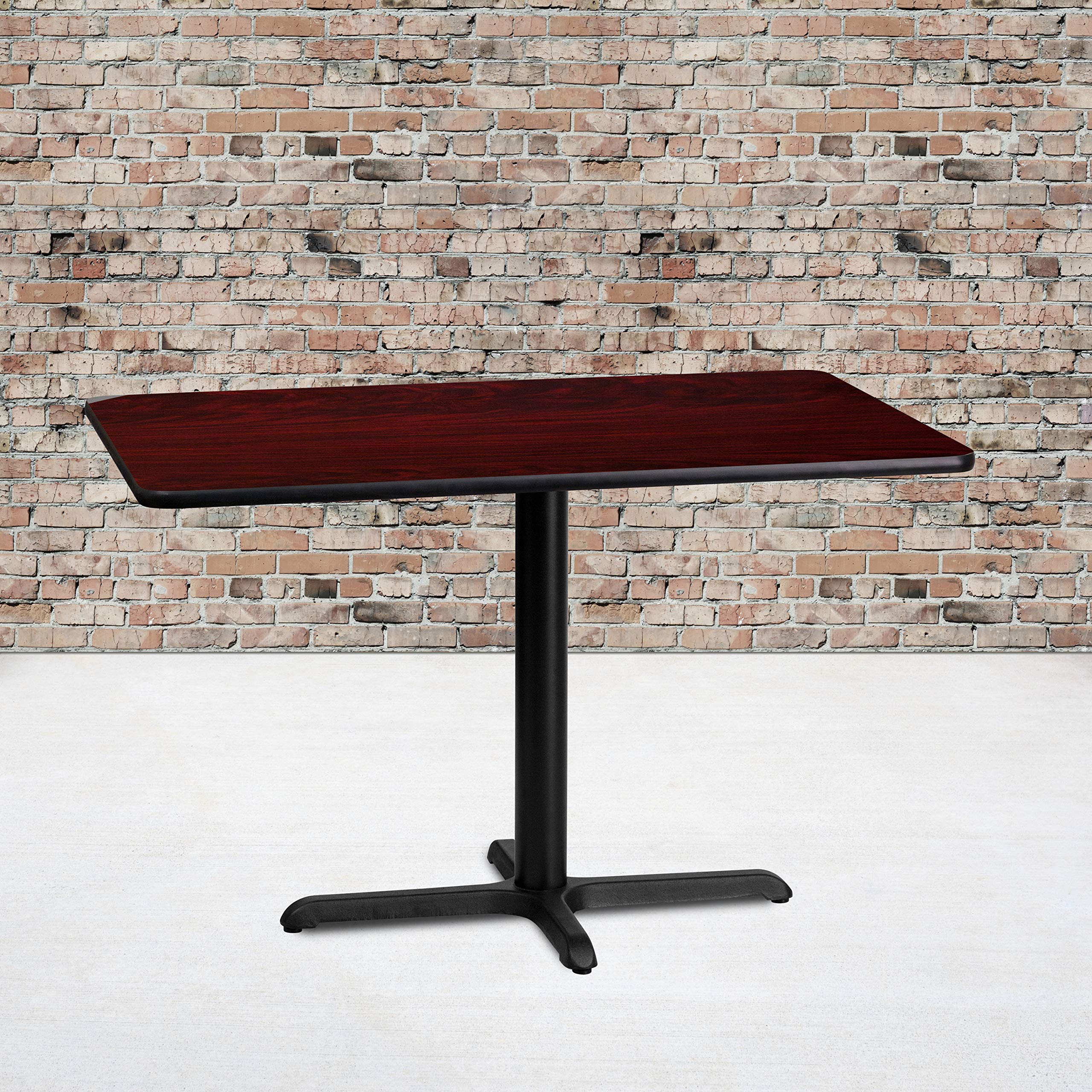 Flash Furniture Graniss 24'' X 42'' Rectangular Mahogany Laminate Table Top With 23.5'' X 29.5'' Table Height Base