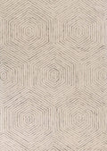 HomeRoots Wool 9'x12' Sand Beige Hand Tufted Diamond Pattern Indoor Area Rug