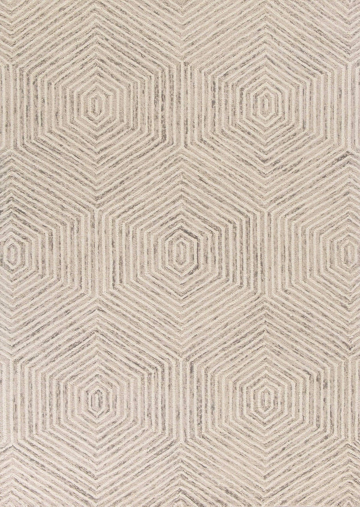 HomeRoots Wool 9'x12' Sand Beige Hand Tufted Diamond Pattern Indoor Area Rug