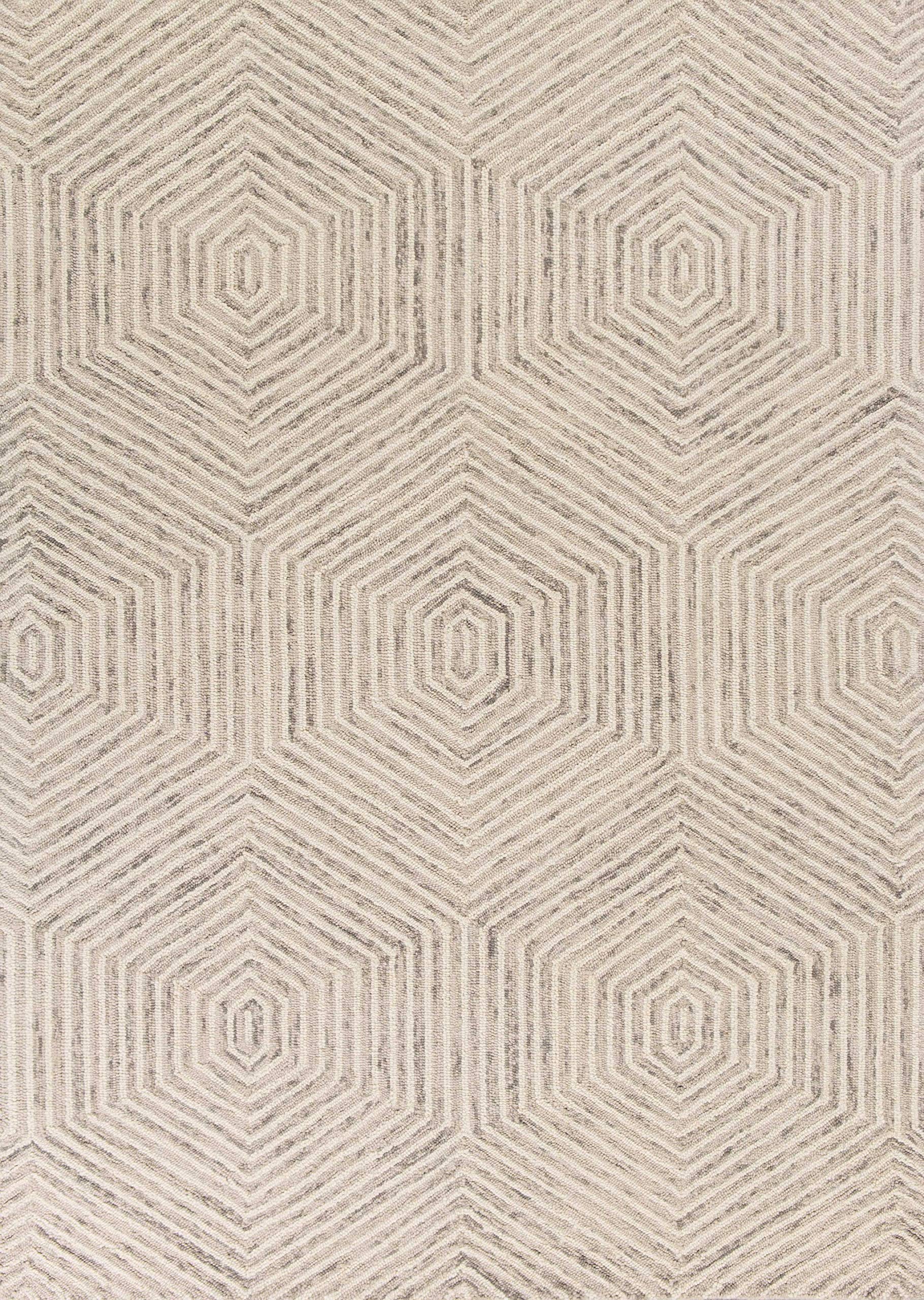 HomeRoots Wool 9'x12' Sand Beige Hand Tufted Diamond Pattern Indoor Area Rug