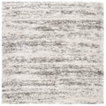 Safavieh Hudson Shag Collection Area Rug - 4 Square, Ivory/Grey, Geometric Design, Plush 1.9 Inch Thick Ideal for High Traffic 