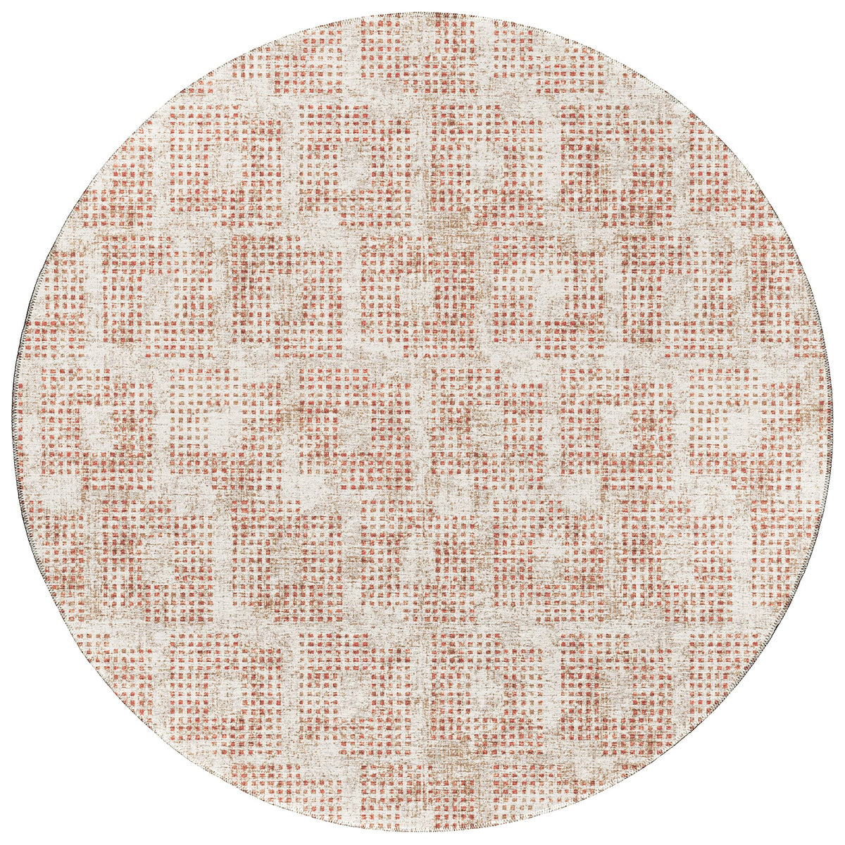 Addison Rugs Eleanor Aer31 Spice 8' X 8' Indoor Outdoor Round Rug, Easy Clean, Machine Washable, Non Shedding, Bedroom, Living Room, Dining Room, Kitchen, Patio Rug