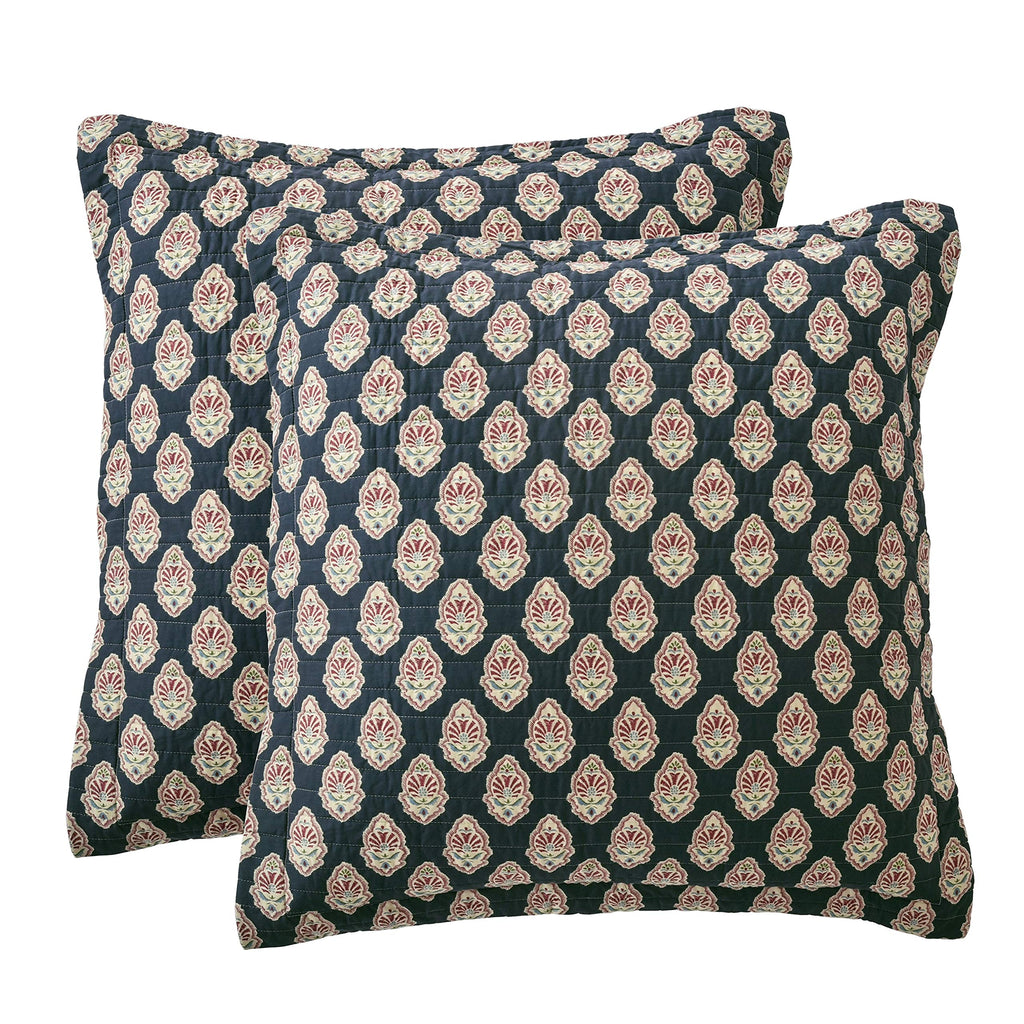 Levtex Home Moreno Euro Sham Set of Two, 26x26in, Cotton, Damask Pattern, Blue, Red, Gold, Model L14541SHE2