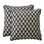 Levtex Home Moreno Euro Sham Set of Two, 26x26in, Cotton, Damask Pattern, Blue, Red, Gold, Model L14541SHE2