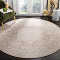 SAFAVIEH Reflection Collection Area Rug - 5 Round, Beige & Cream, Vintage Distressed Design, Non-Shedding & Easy Care, Ideal fo
