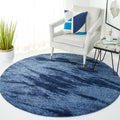 SAFAVIEH Retro Collection Area Rug - 8 Round, Light Blue & Blue, Modern Abstract Design, Non-Shedding & Easy Care, Ideal for Hi