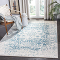 SAFAVIEH Madison Collection 53 Square Teal / Ivory MAD603J Oriental Snowflake Medallion Distressed Non-Shedding Living Room Bed