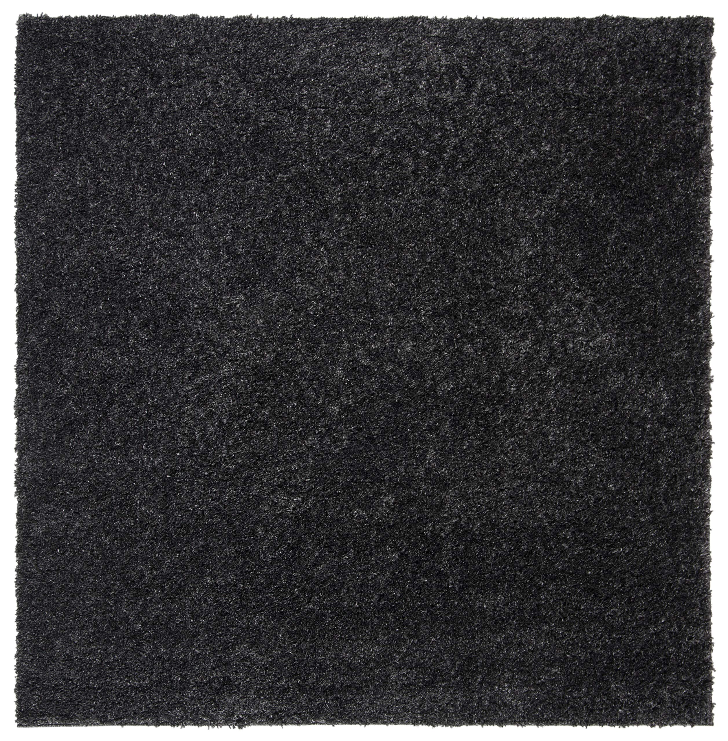SAFAVIEH August Shag Collection Area Rug - 4 Square, Charcoal, Solid Design, Non-Shedding & Easy Care, 1.2-inch Thick Ideal for