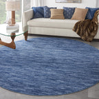 Nourison Essentials Indoor/Outdoor Navy Blue 10' X Round Area Rug, Easy Cleaning, Non Shedding, Bed Room, Living Room, Dining Room, Backyard, Deck, Patio (10 Round)