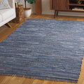 SAFAVIEH Rag Rug Collection Area Rug - 5 x 8, Ink & Multi, Handmade Boho Stripe Cotton, Ideal for High Traffic Areas in Living