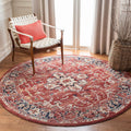 SAFAVIEH Charleston Collection 67 Round Red / Ivory CHL411Q Oriental Distressed Non-Shedding Dining Room Entryway Foyer Living 