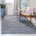 SAFAVIEH Rag Rug Collection Area Rug - 5 x 8, Purple & Multi, Handmade Boho Stripe Cotton, Ideal for High Traffic Areas in Liv