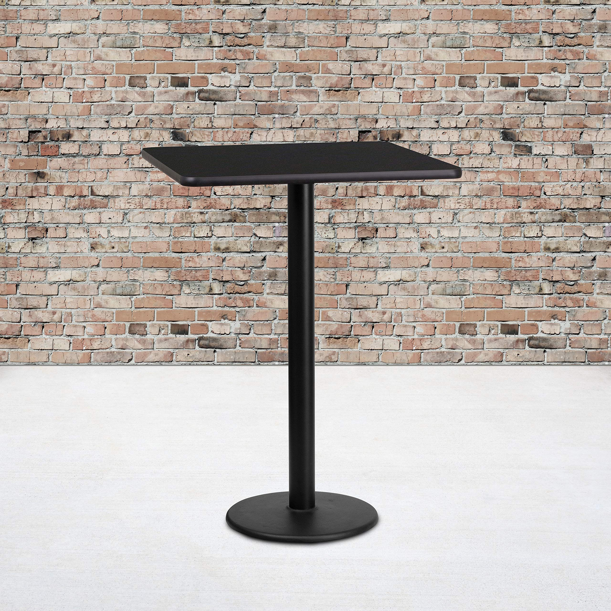 Flash Furniture 24'' Square Black Laminate Table Top with 18'' Round Bar Height Table Base