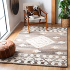 SAFAVIEH Amsterdam Collection 3' Square Terracotta / Multi AMS108D Moroccan Boho Non-Shedding Living Room Bedroom Accent Rug