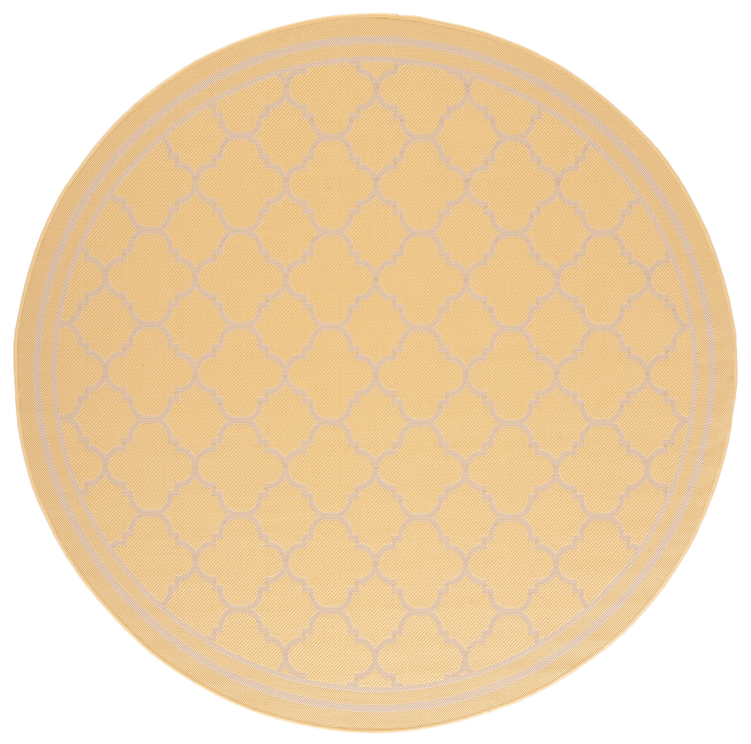 Safavieh Courtyard Collection Area Rug - 6'7' Round, Gold & Beige, Non-Shedding & Easy Care, Indoor/Outdoor & Washable-Ideal For Patio, Backyard, Mudroom (Cy6918-30621)
