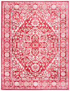 Safavieh Brentwood Collection Area Rug - 9' X 12', Red & Ivory, Medallion Distressed Design, Non-Shedding & Easy Care, Ideal For