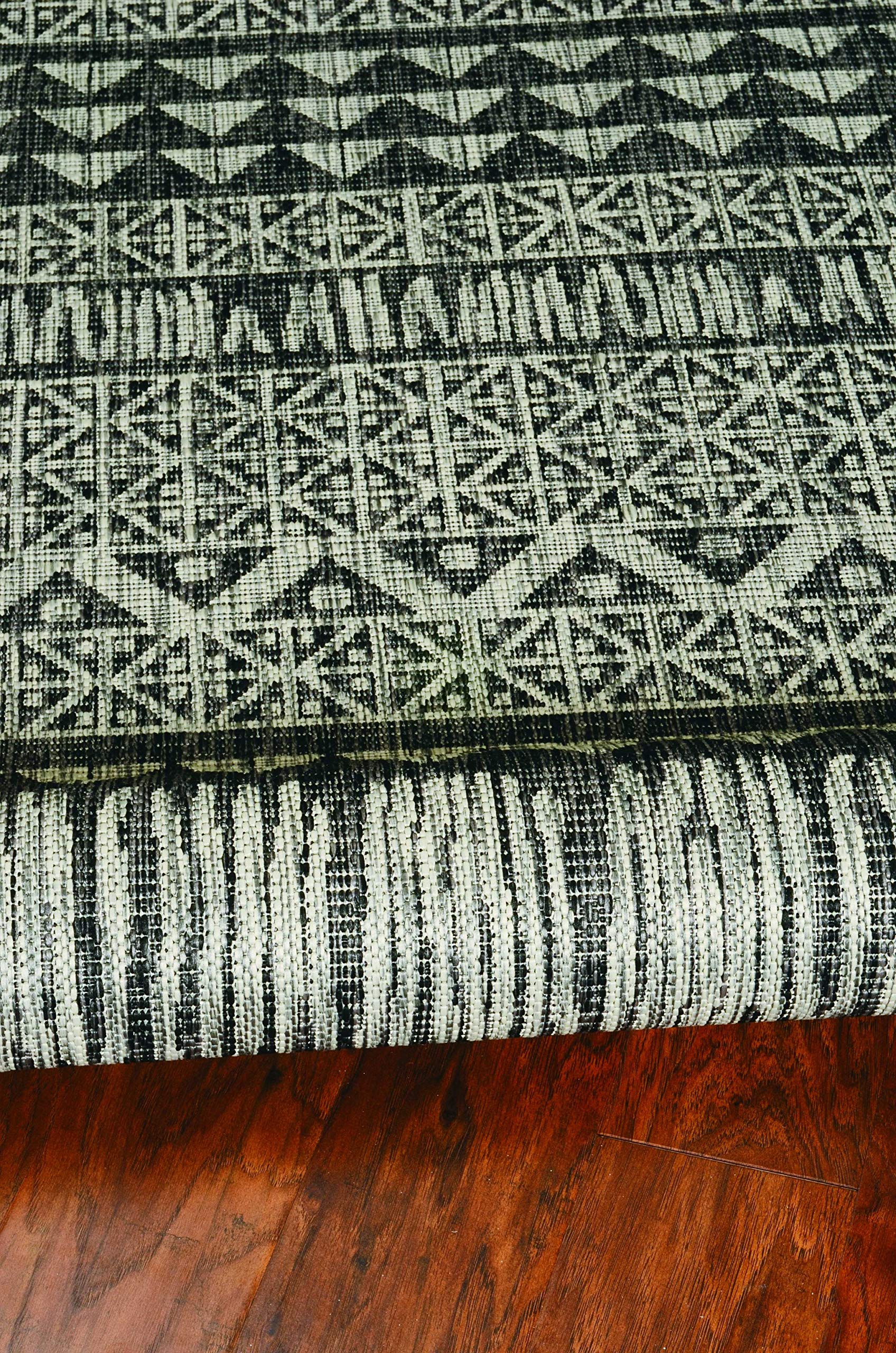 HomeRoots 5' X 8' Charcoal Aztec Pattern Rug